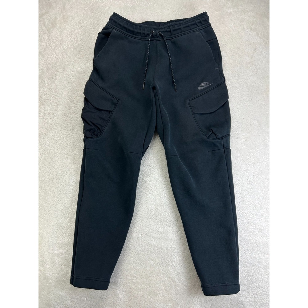 Nike Tech Fleece Utility Cargo Sweatpants Mens S Black Drawstring Activewear